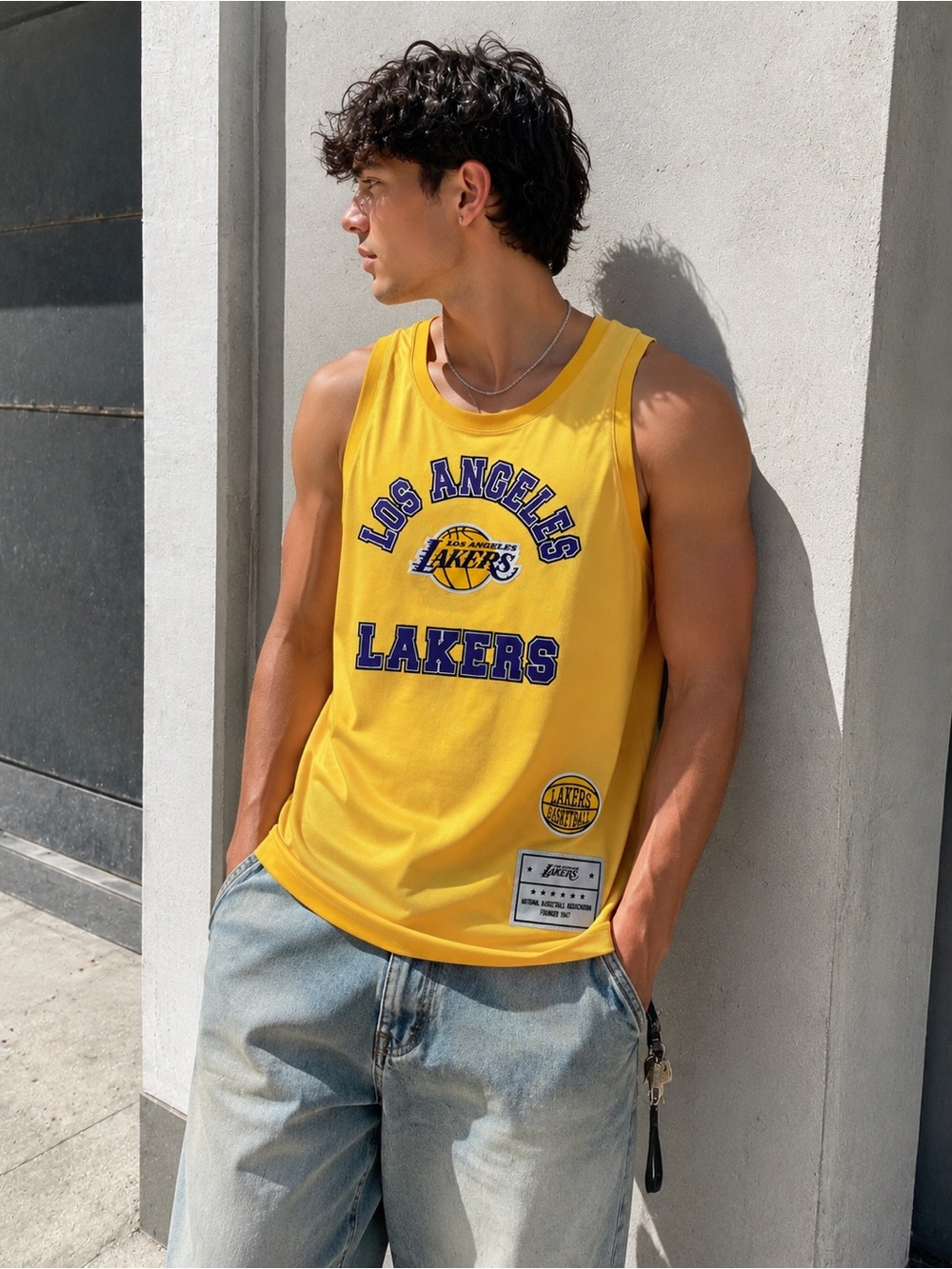 NBA Los Angeles Lakers Tank Top Mens Large Yellow Mesh Ultra Game NWT